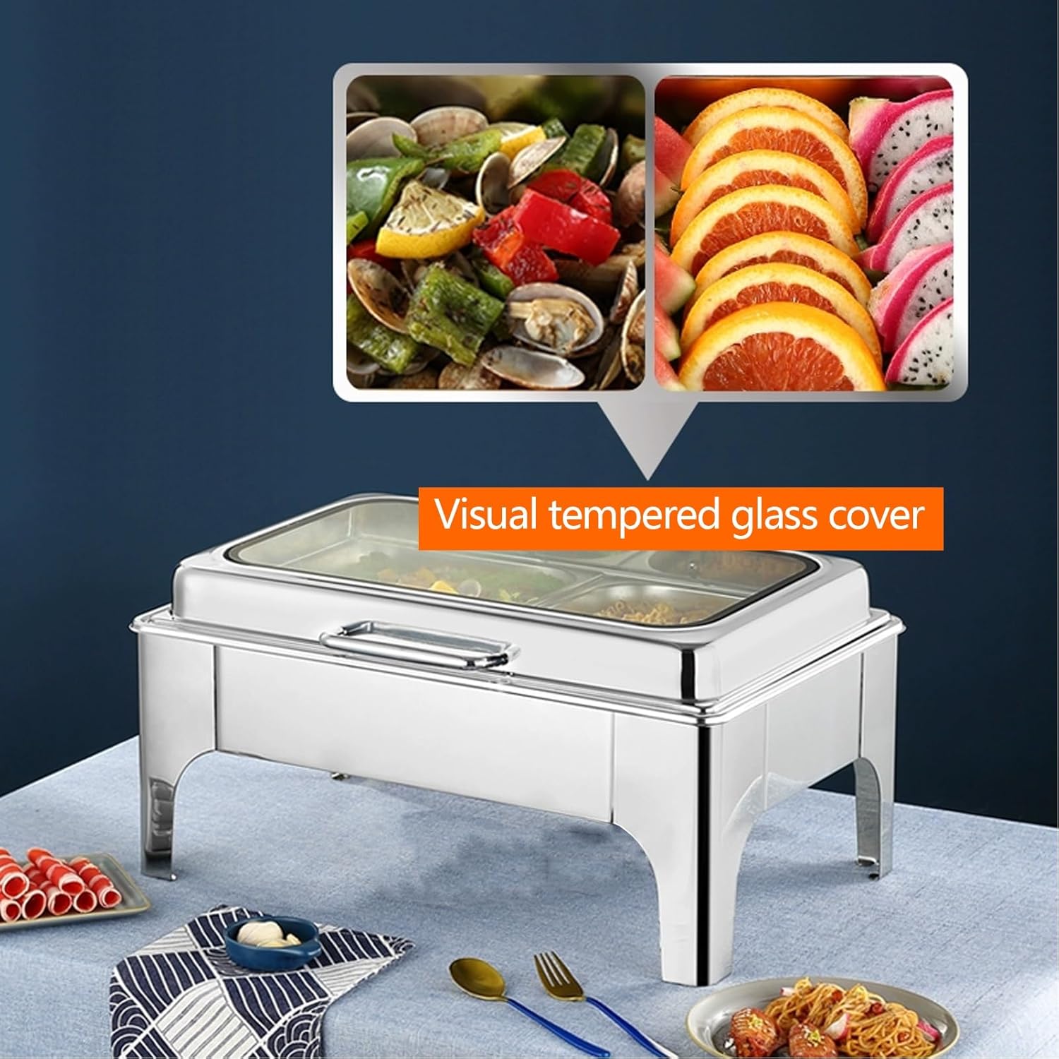 Food Warmers for Parties Stainless Steel Buffet Serving Dishes for Heating and Cooling, Warmers for Food Trays Buffet 9QT, Catering Supplies