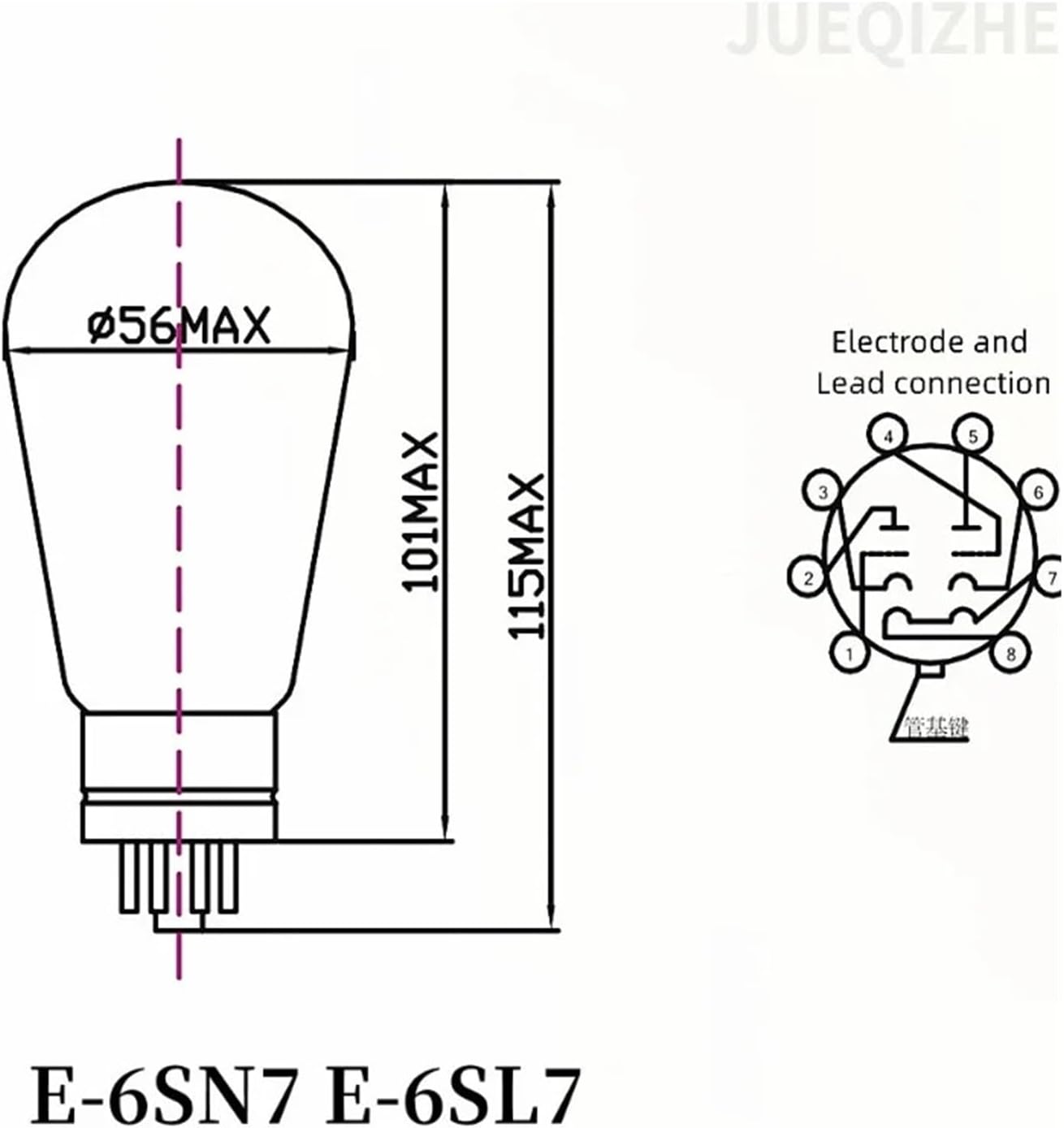Vacuum Tube E-6SN7 Replaces CV181/6SN7/CV181-TII/6H8C/6N8P/5692 Audio Tube AMP Amplifier(4pcs Matched Quad)