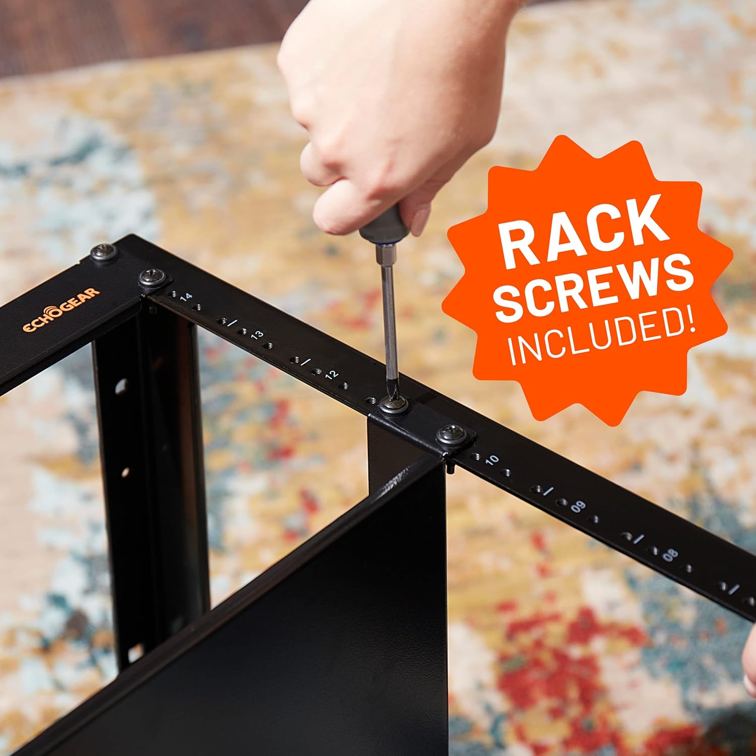 ECHOGEAR 15U Open Frame Rack with Additional 2U Shelf Bundle - Comes with 20U Rack, 1x 1U Shelf, 2X 2U Shelves Shelf + Other Accessories