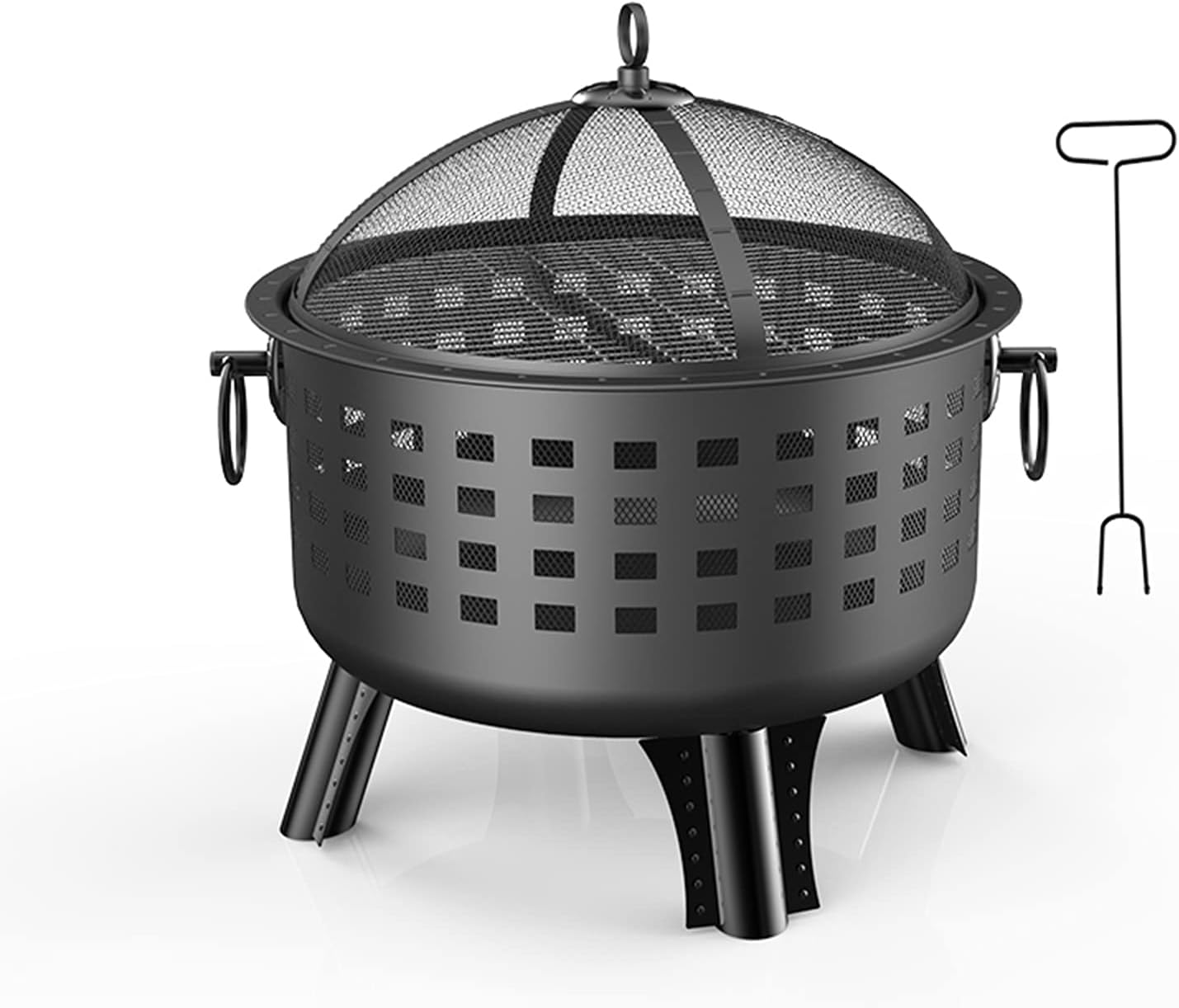 Firebowl Fire Pit Outdoor Heaters Wood Burning Backyard Patio Garden Fireplace with Grill Grate - Bonfire Barbecue in The Wild