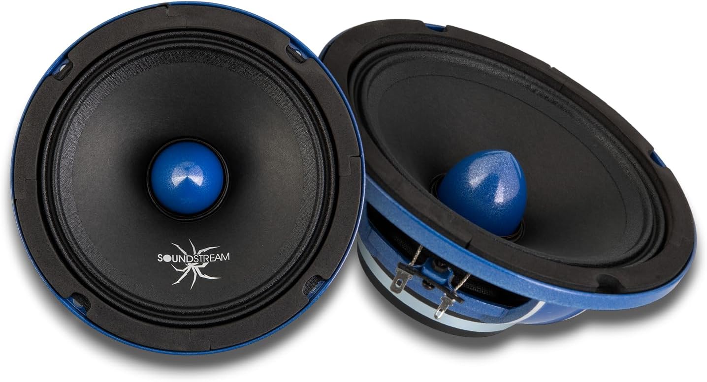 Soundstream SPM.654BN – Pro Audio 6.5 Inch Midrange Car Speaker | High Performance SPL Speakers for Loud Sound | 500W Max 6.5” Car Door Speakers with Bullet Tweeter and Aluminum Basket - Pair