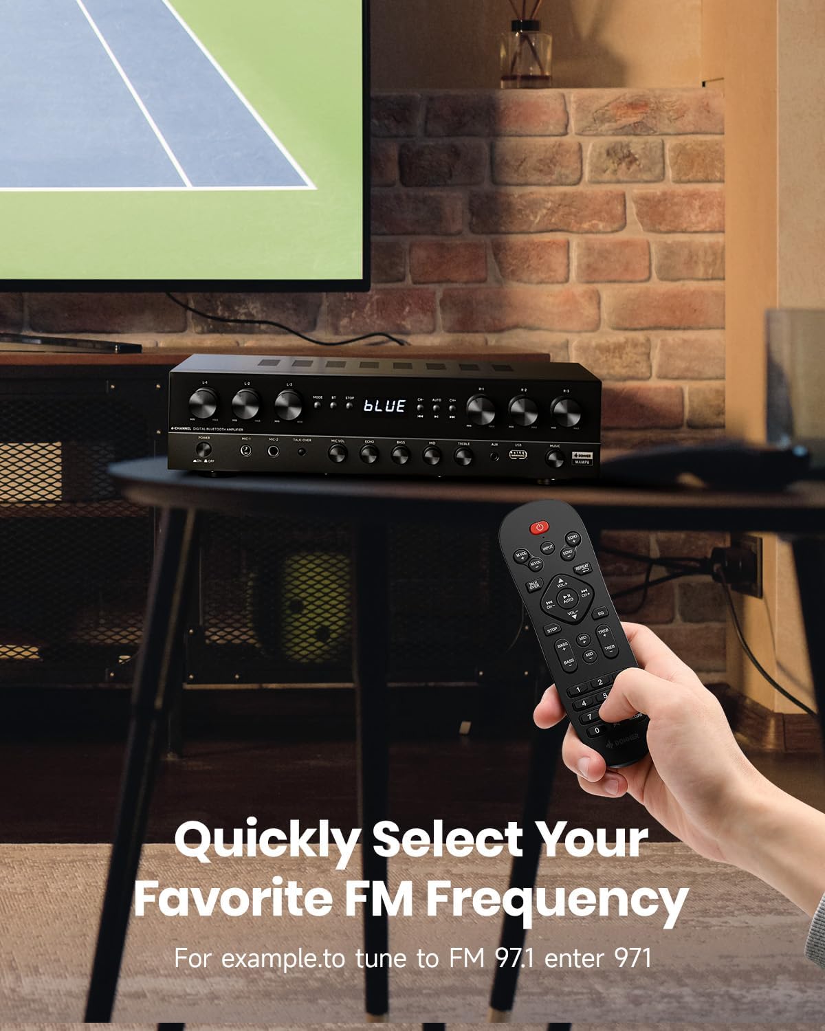 Donner Stereo Receivers, Premium 1000W Peak Power 6 Channel Audio Amplifier with Bluetooth 5.3, USB, FM, 2 Mic-in, Echo, RCA, Optical/Coaxial Input for Home, Karaoke, Theater Speakers, MAMP6