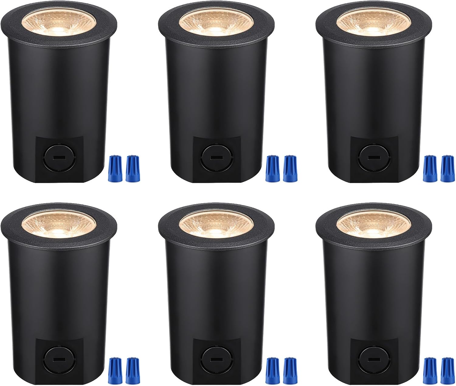 LEONLITE 7W 5CCT Well Lights Landscape LED In Ground, 12-24V AC/DC Low Voltage, CRI90 IP67 Inground Well Lights Outdoor, Black Aluminum Housing, Embedded Parts Included, Pack of 6