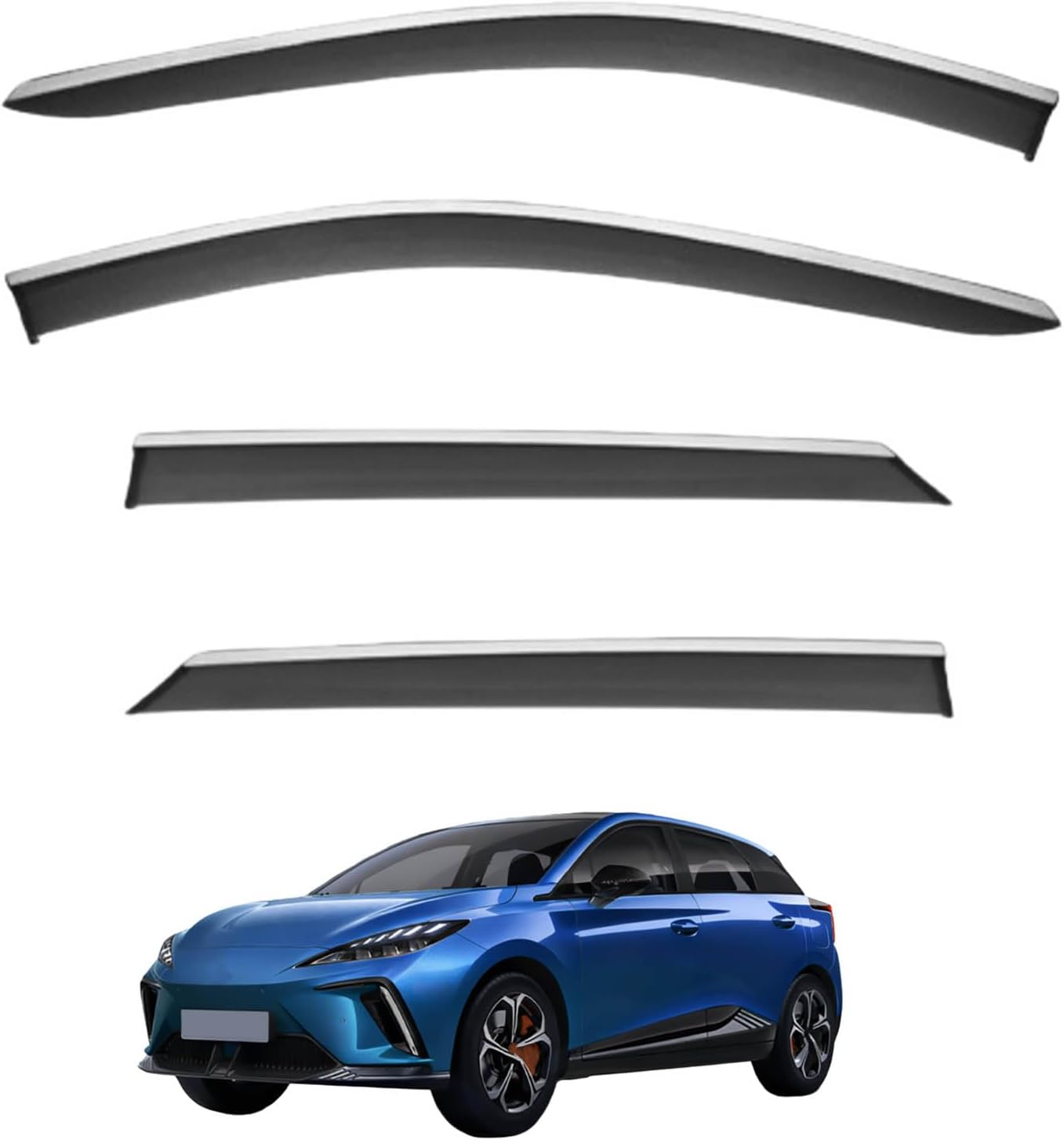 Window Deflectors for MG4 MK1-EH32 2022-2024, Sun Rain Guard Window Visors Vent Shades with Bright Stripes Car Accessories