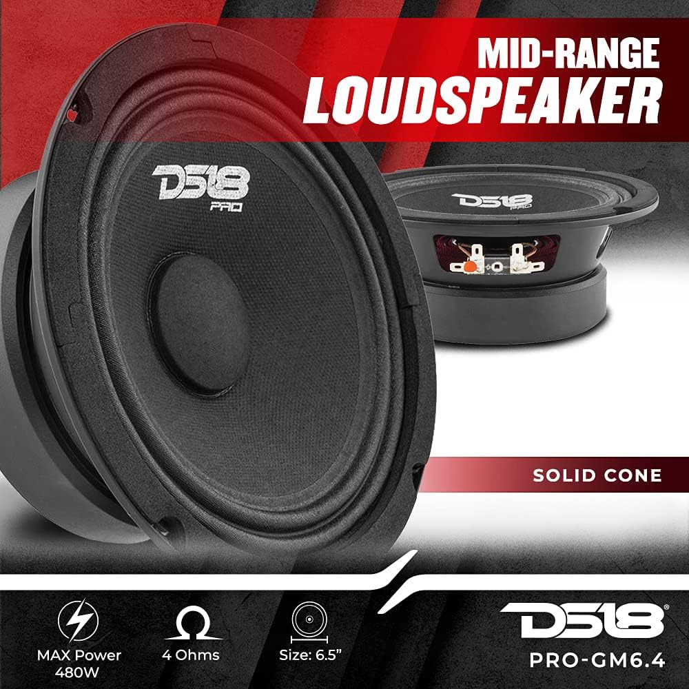 DS18 PRO-GM6.4PK Mid and High Complete Package - Includes 2X Midrange Loudspeaker 6
