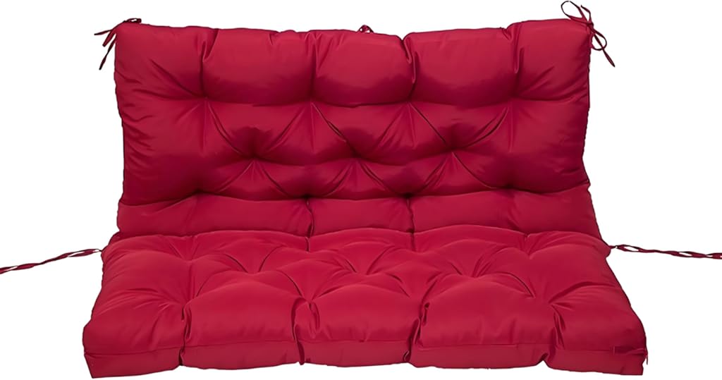 Outdoor Swing Cushion 2-3 Seater Garden Bench Cushion with Backrest & Ties Thicken 4
