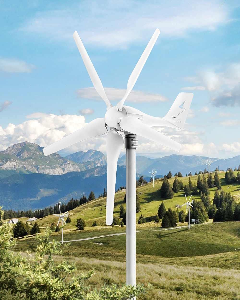 1000W 12V/24V 5 Blades Wind Generator Power Turbines Horizontal with Controller Windmill Energy Turbines Charge Wind Turbines