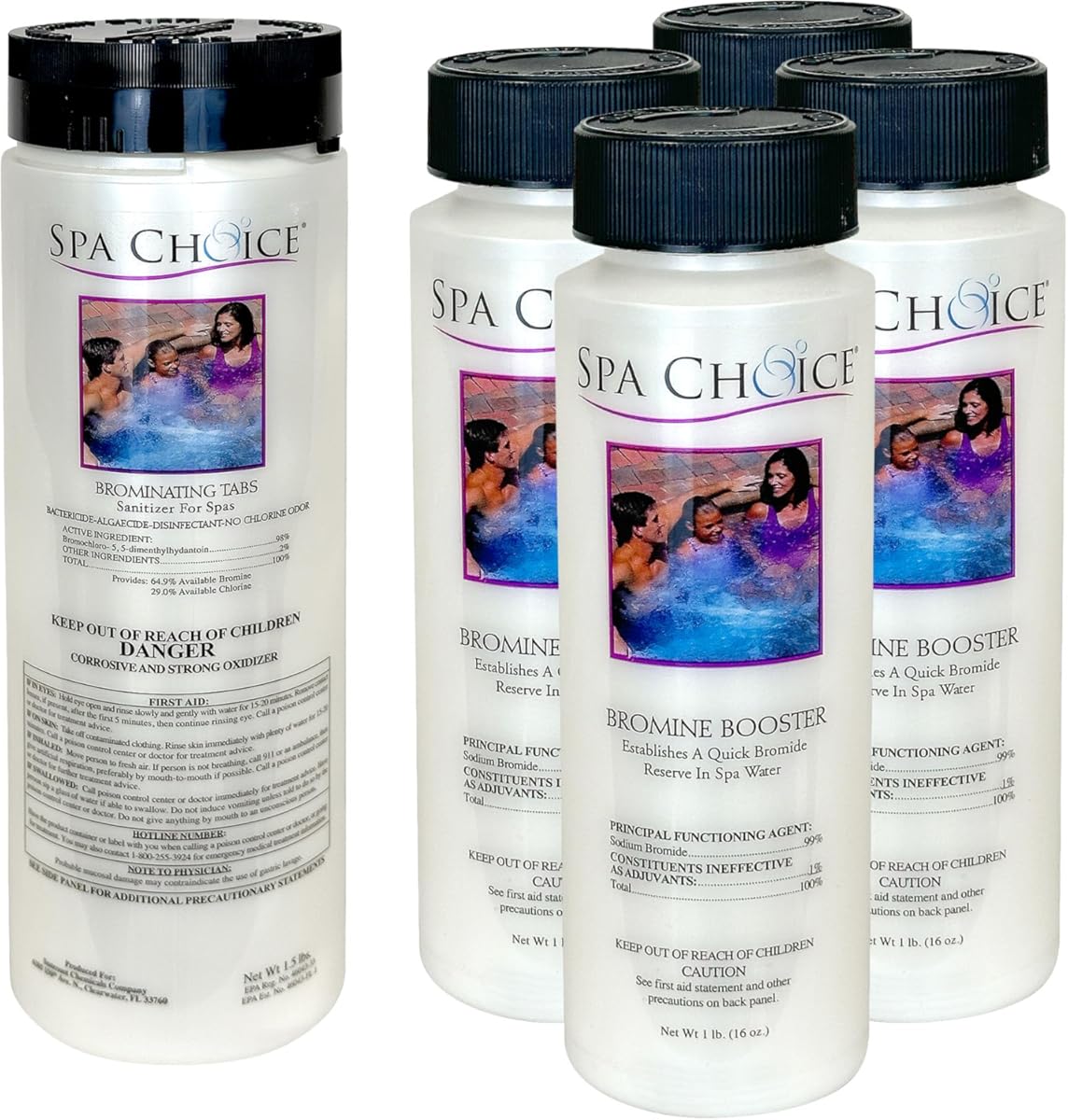 SpaChoice 472-3-5021-04-A Sodium Bromide for Hot Tub, 1-Pound, 4-Pack, with 1.5-Pounds Bromine Tabs