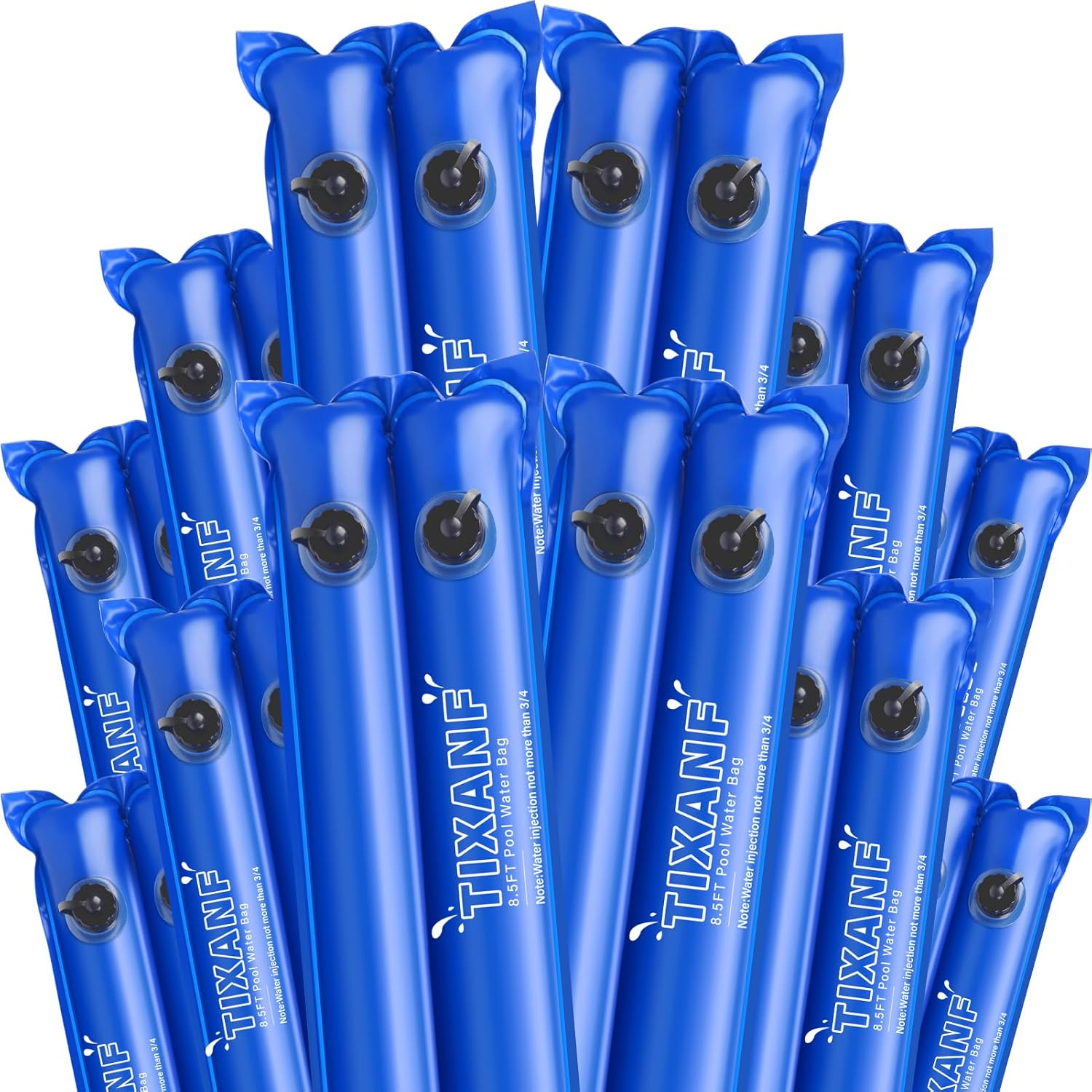 8.5 Ft Pool Water Bags 0.8mm Double Layer Hot Melt Process Water Tubes Thickened (27 Gauge) Dual Chamber Pool Cover Weights,Heavy Duty PVC Water Weight Bag,12 Pieces,Blue