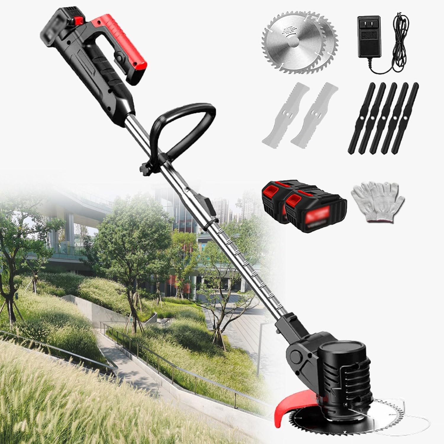 Electric Lawn Mower Small Outdoor Rechargeable Lithium Battery Portable Agricultural ELD Shrub Orchard Trimmer Lawn Courtyard Garden,24V/4.0Ah