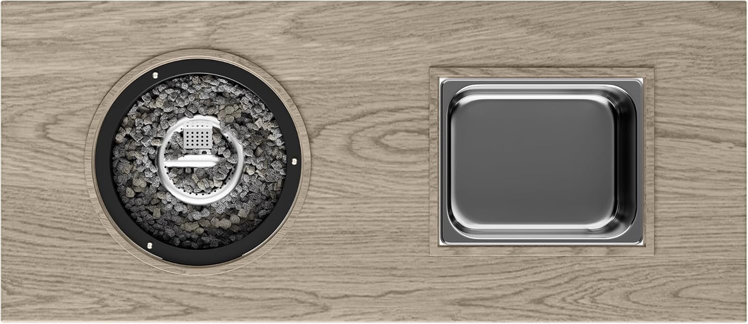 Kaimei 3-in-1 Aluminum Patio Coffee Table with Ice Bucket and Fire Pit - Beige for 6-8 People