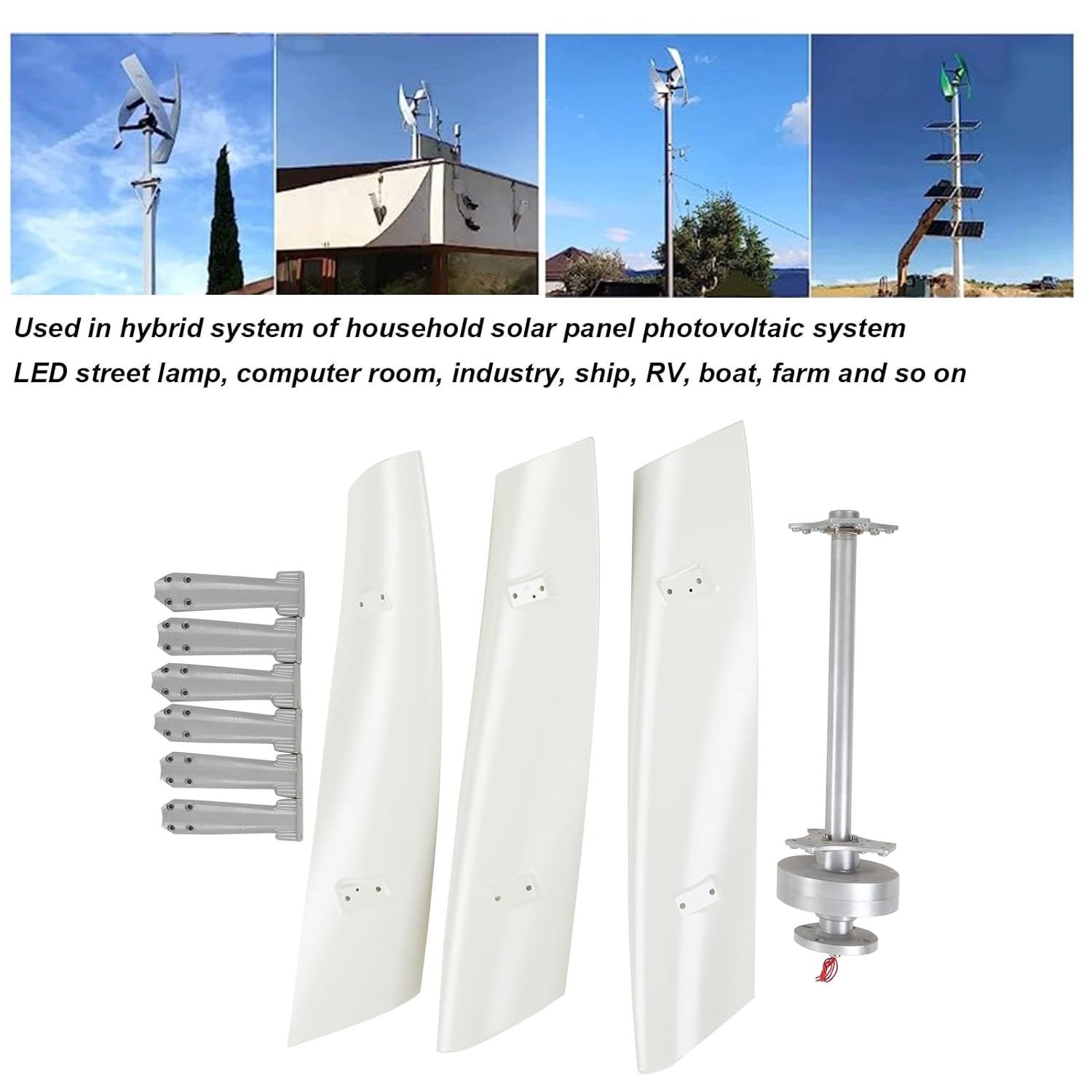 Vertical Wind Turbine Generator Kit with MPPT Controller Low Vibration and Noise Maglev Wind Power Generator for Marine RV Home 800W (12V)