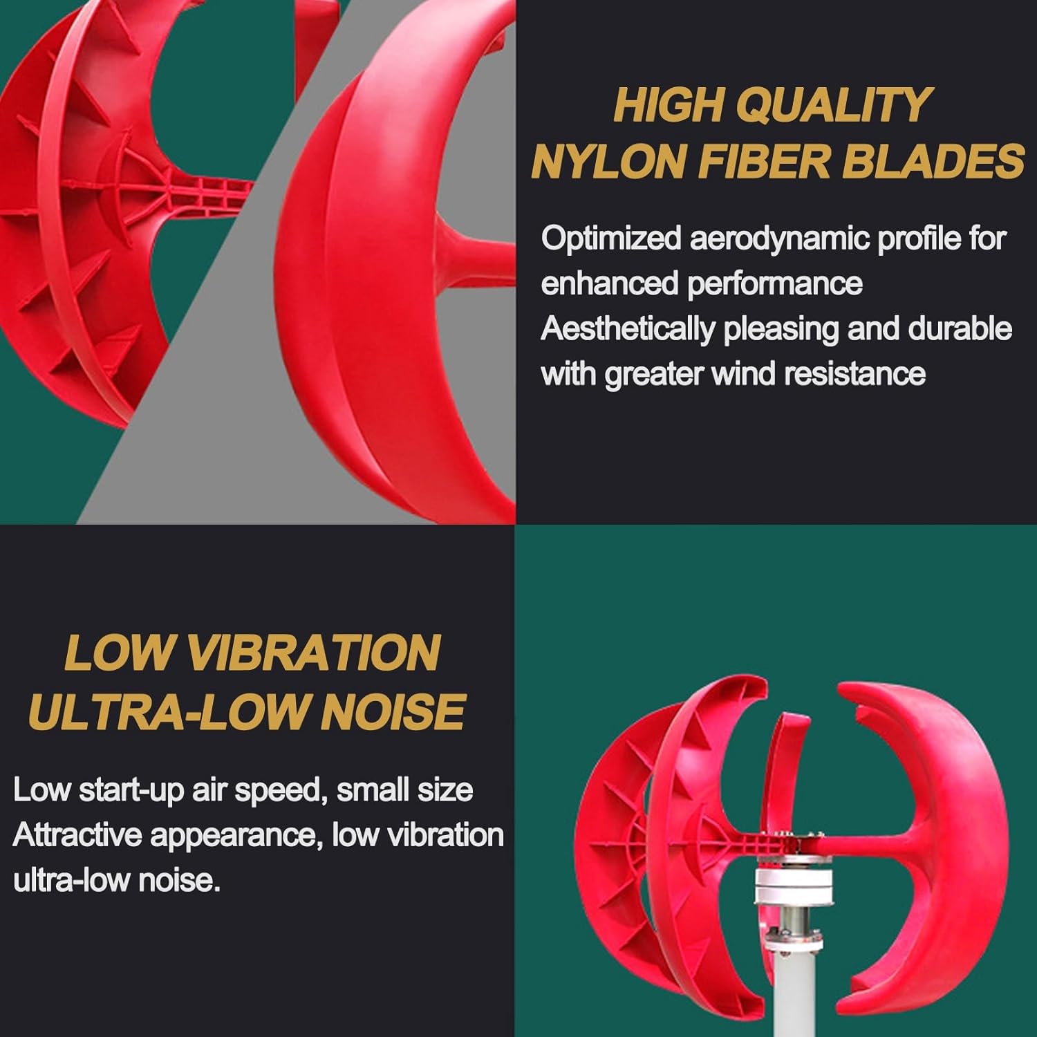 Small Wind Turbine Generator, 200w 12v/24v 5 Blade Vertical Shaft Lantern Type Portable Wind Turbine Generator with Controller, Small Size Suitable for Households, Ships(White,24v)