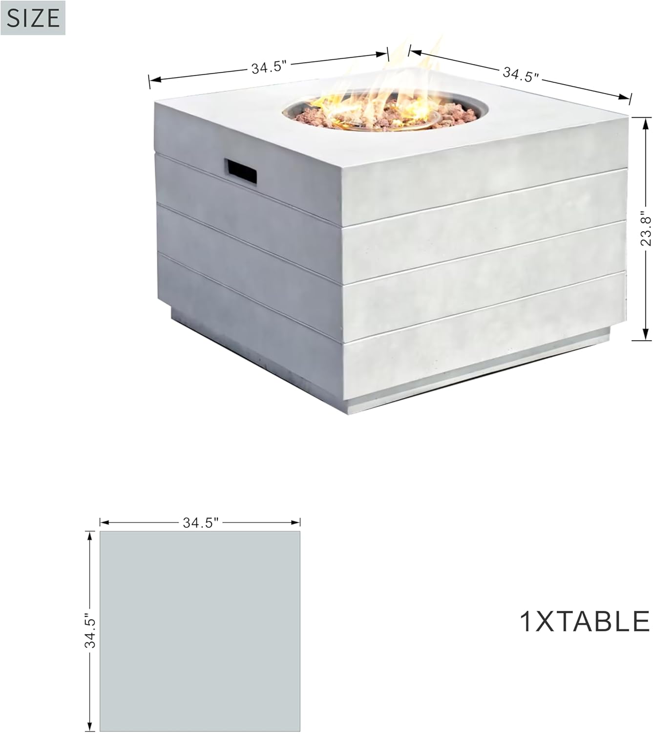 2 in 1 Outdoor Fire Table 50,000 BTU Gas Fire Pit & Coffee Table 34.5