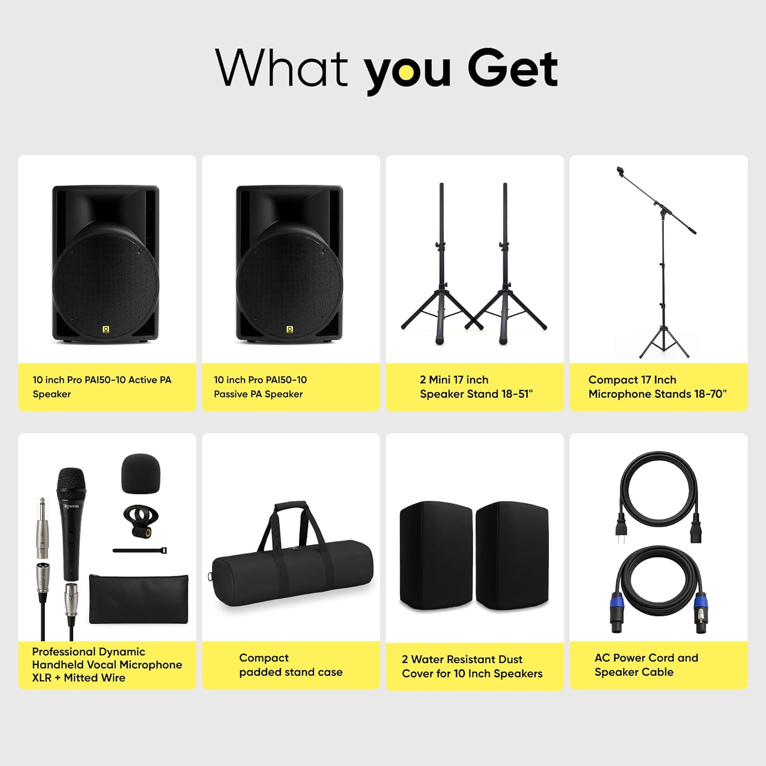 BOWENS 10 Inch 1000W PA System with Microphone – Portable DJ Speakers with Bluetooth, USB/SD, LCD Display & Remote Control – Pro PA Speaker System, 150W RMS Big Speaker for Parties & Events