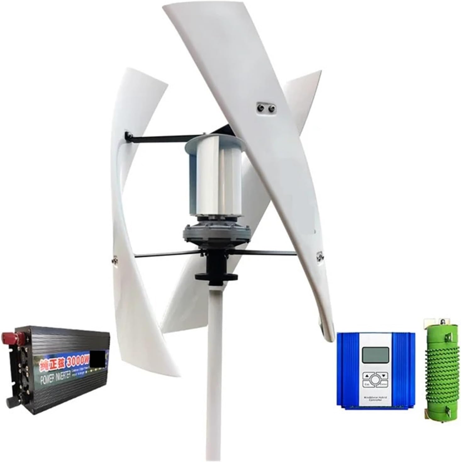 5KW 24V 48V Vertical Axis Low-Speed Wind Turbine With Energy And Low Noise For Household Use Horizontal Rotation With High Efficiency Low Starting Speed for Home(With off grid system,24V_5000W)