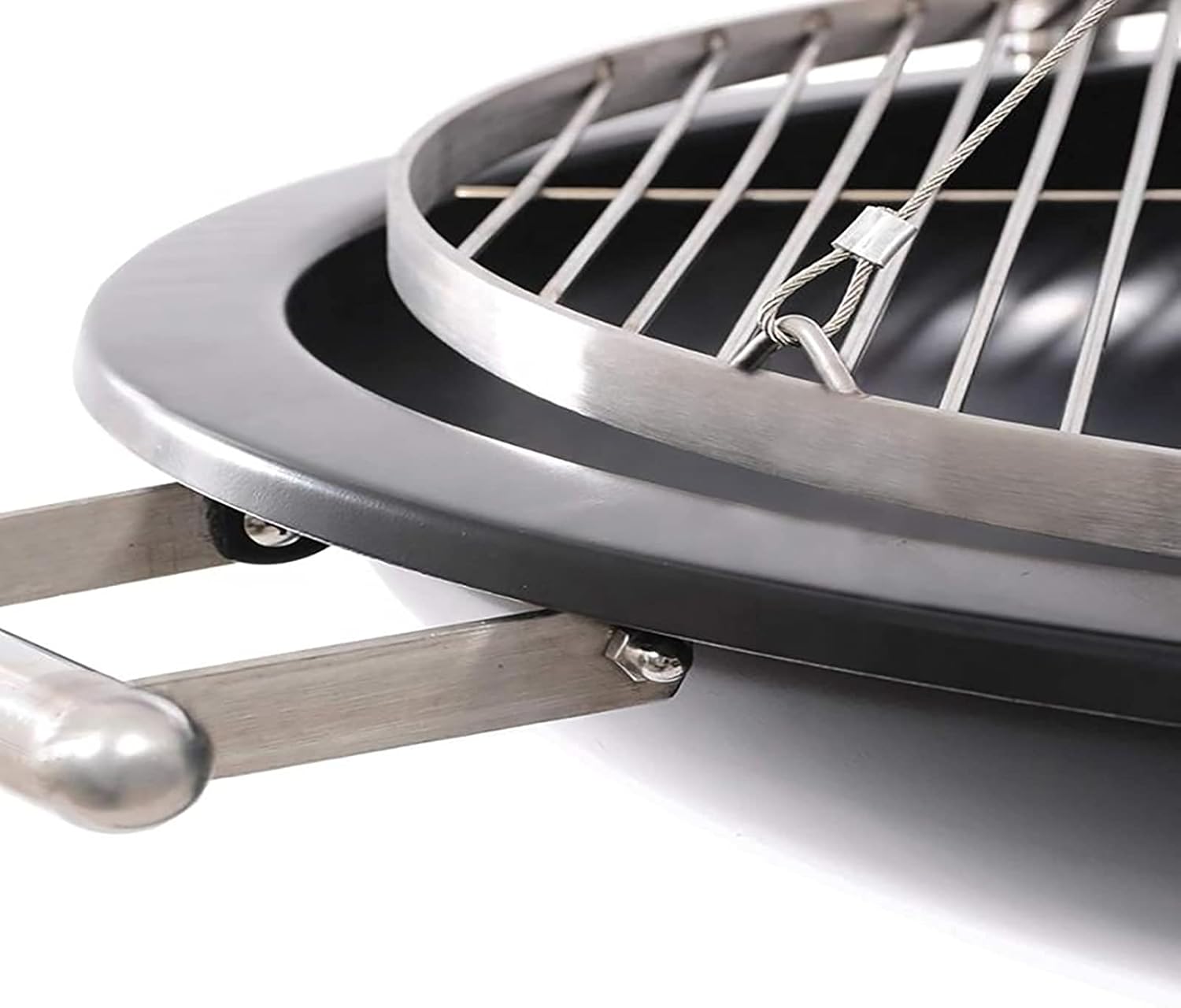 Patio Charcoal Tripod Hanging Grill, Camping Fire Pit, Portable Outdoor Height-Adjustable Tripod Heater for Campfire Cooking,60×60×130cm