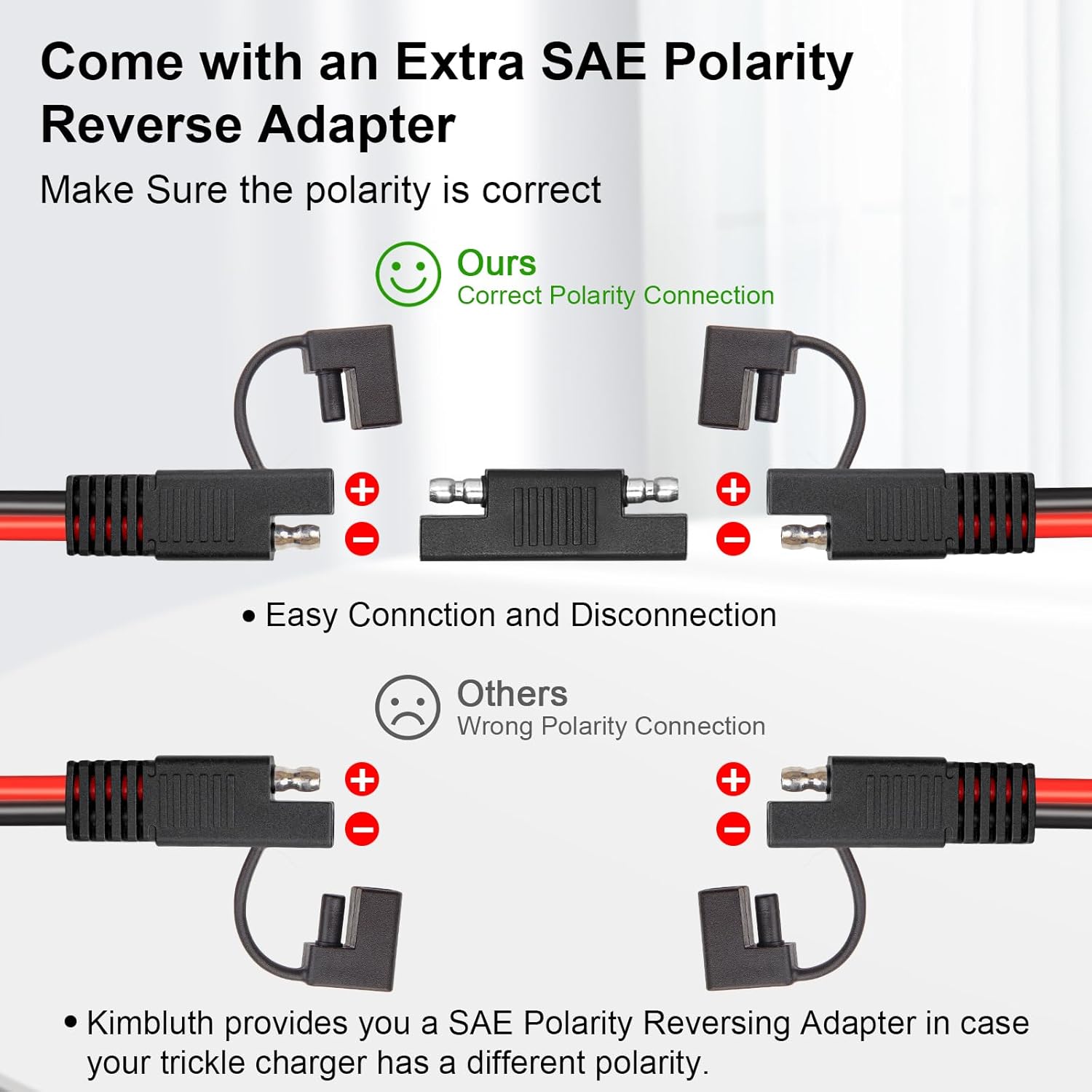 SAE Extension Cable 10AWG 50FT Quick Disconnect Tinned Copper Wire with SAE Connector Wire for Solar Panel, Battery, Tender Motorcycle, Automotive RV, Cars Tractor 10 Gauge