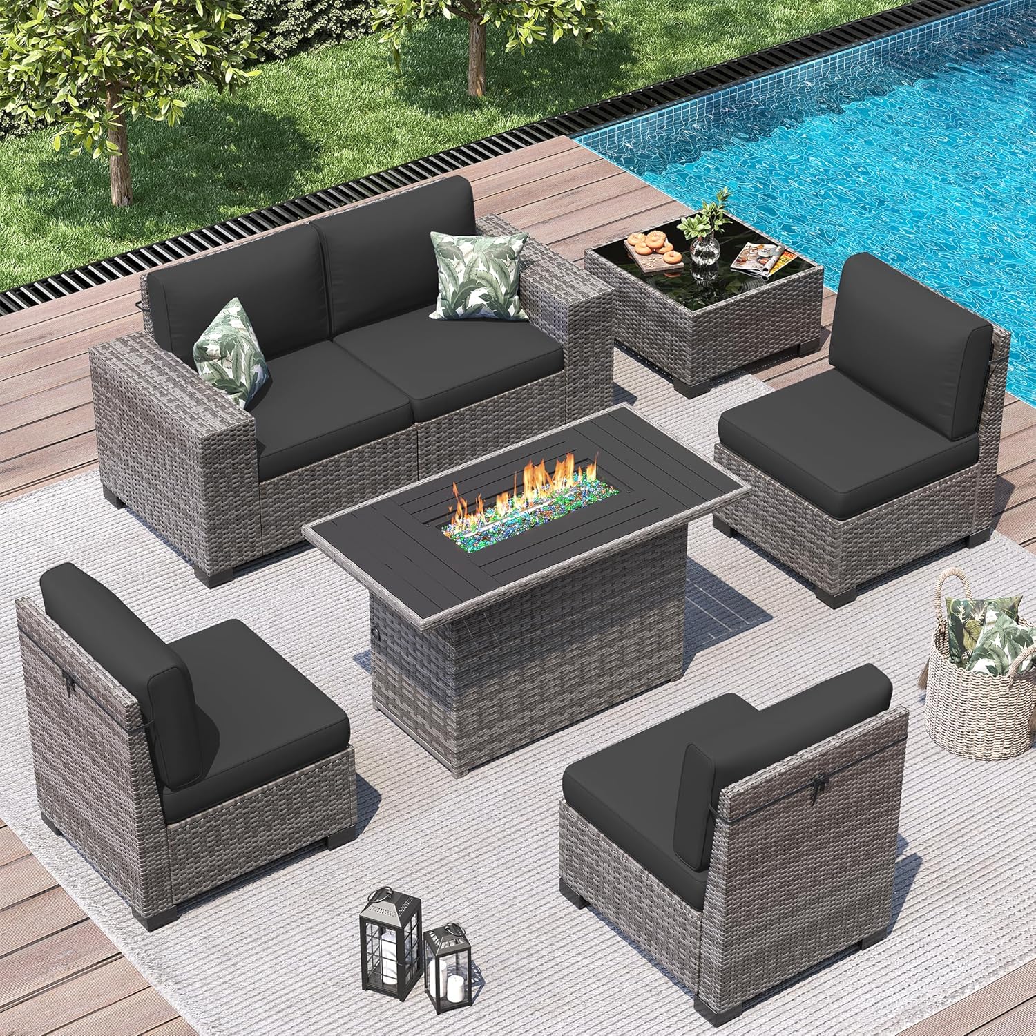 Amopatio Patio Furniture Set 7 Pieces Outdoor Furniture with 44