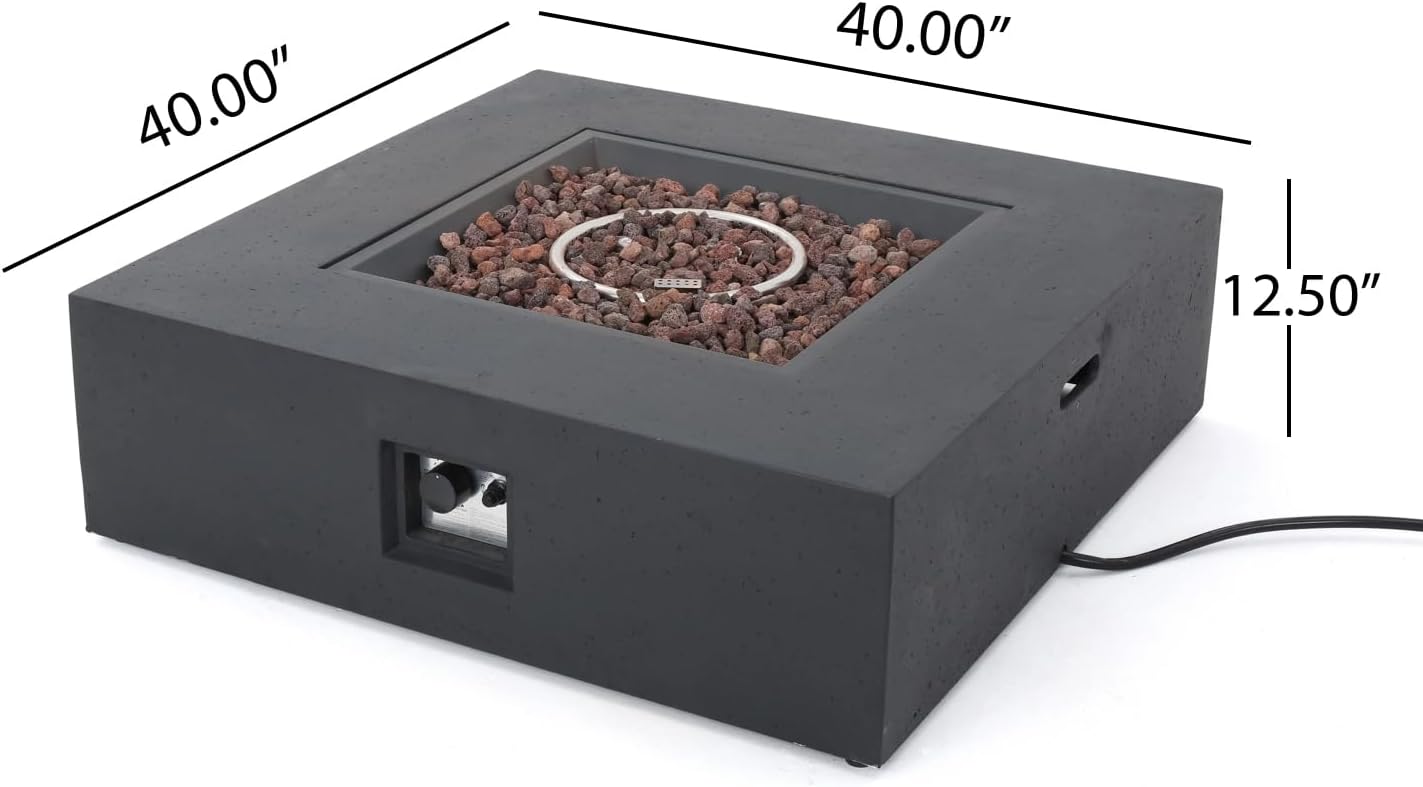Outdoor 50000 Btu Propane Fire Pit, Dark Grey, with Tank Holder Magnesium Oxide 50,000 Btu Outdoor & Party Use Modern Design