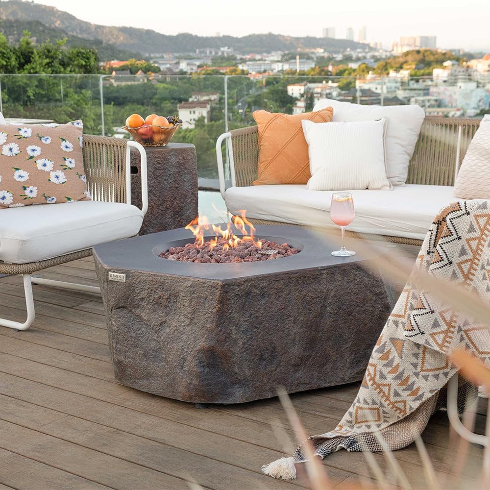 Elementi Outdoor Fire Table Columbia Cast Concrete Fire Pit - Natural Gas