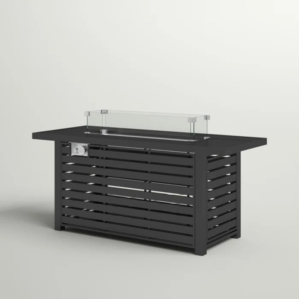 24 Inch Steel Propane Fire Pit Table with Cover Outdoor Patio Heater for Deck Backyard Garden with Lava Rocks