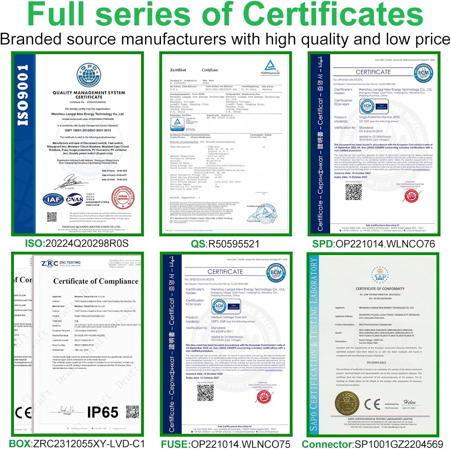 IP65 Solar PV Combiner Box DC1000V 32A Circuit Breaker with Surge Protector and 15A PV Fuses, 1in 1out Disconnect Switch Outdoor Waterproof for Solar Panels System