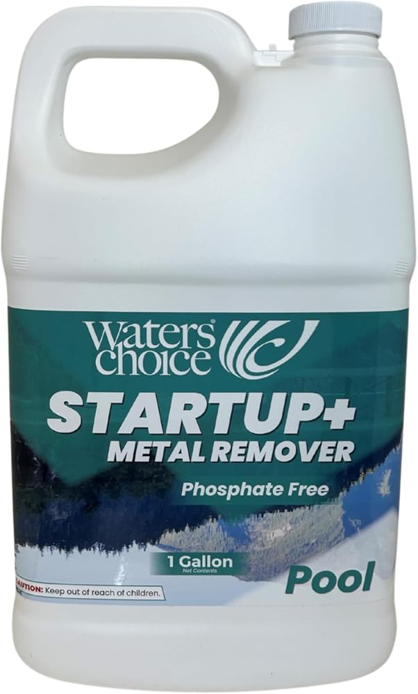 Waters Choice Startup+ Pool Metal Remover – Phosphate Free - 1 Gallon Metal Out Pool Treatment Iron Remover, Prevents Further Stains, for Inground and Above-Ground Pools