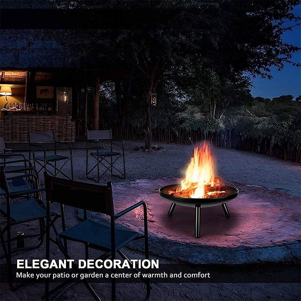 BBQ Grill Outdoor Outdoor Fire Pit, 24Inch Patio Stove Wood Burning BBQ Grill Fire Pit Bowl Round Shape Wood Burning Firepit for Camping Picnic Patio Backyard Garden Bonfire Beaches Park