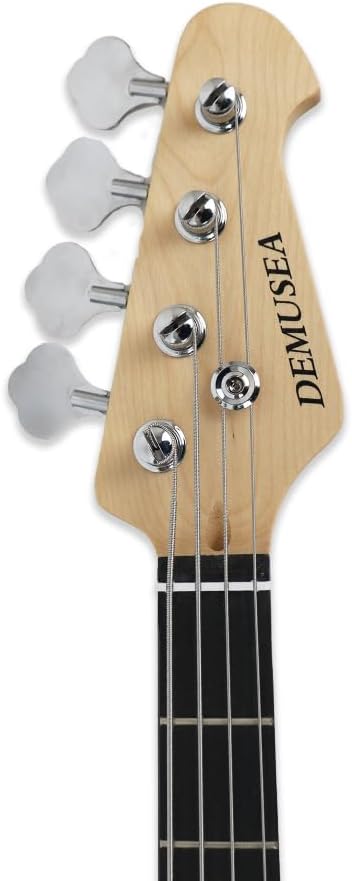 Full size 4strings electric bass guitar kit package black color with 5W portable plug and play amplifier travel amp set with strap gig bag bundle for beginner starter practice (BKPB-30)