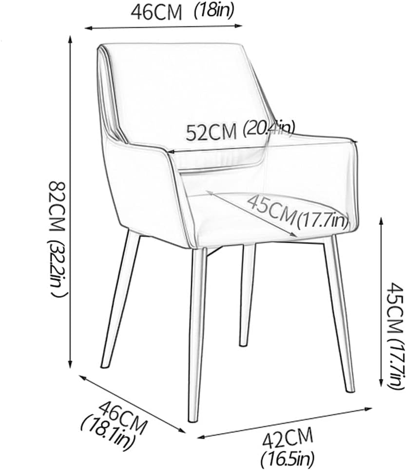 Kitchen Dining Room Furniture Chairs Modern PU Leather Dining Chairs with Armrests and High Back Padded Soft Seat for Office Lounge Dining Kitchen Bedroom (Color : Gray+Blue)