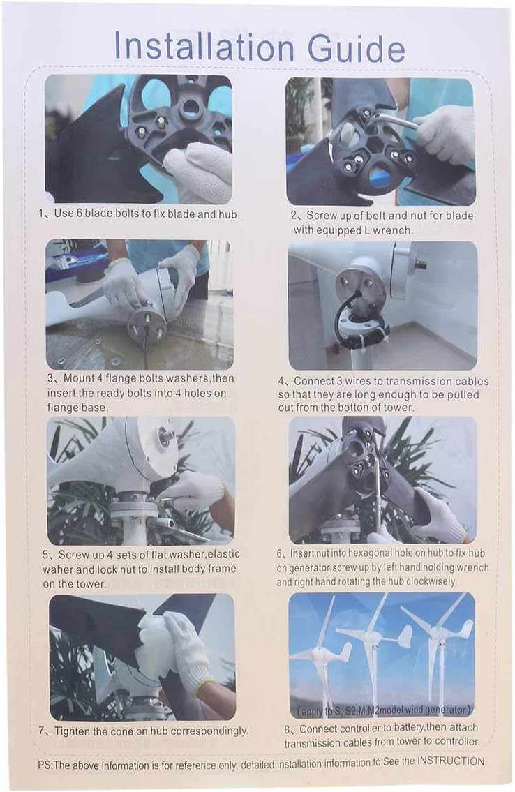 Wind Turbines Generator with Controller Windmill Energy Turbines Wind Turbine Energy Generators for Home Park Street Light,8 Blades,12v