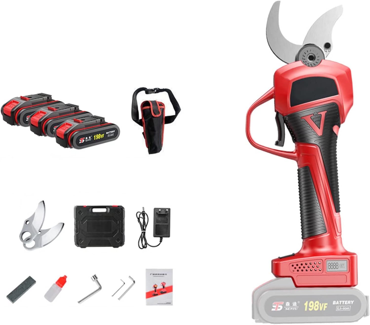 21V Electric Lcd Screen, 40Mm/1.57Inch Cutting Diameter Orchard Garden Electric Pruning Shear, 1/2/3Pcs Rechargeable Lithium Battery