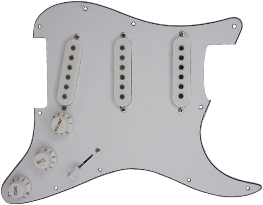 ST Style Electric Guitar Full Set DIY Accessory Kit Including Prewired Pickguard Bridge SSS Pickups and Other Accessories Silver