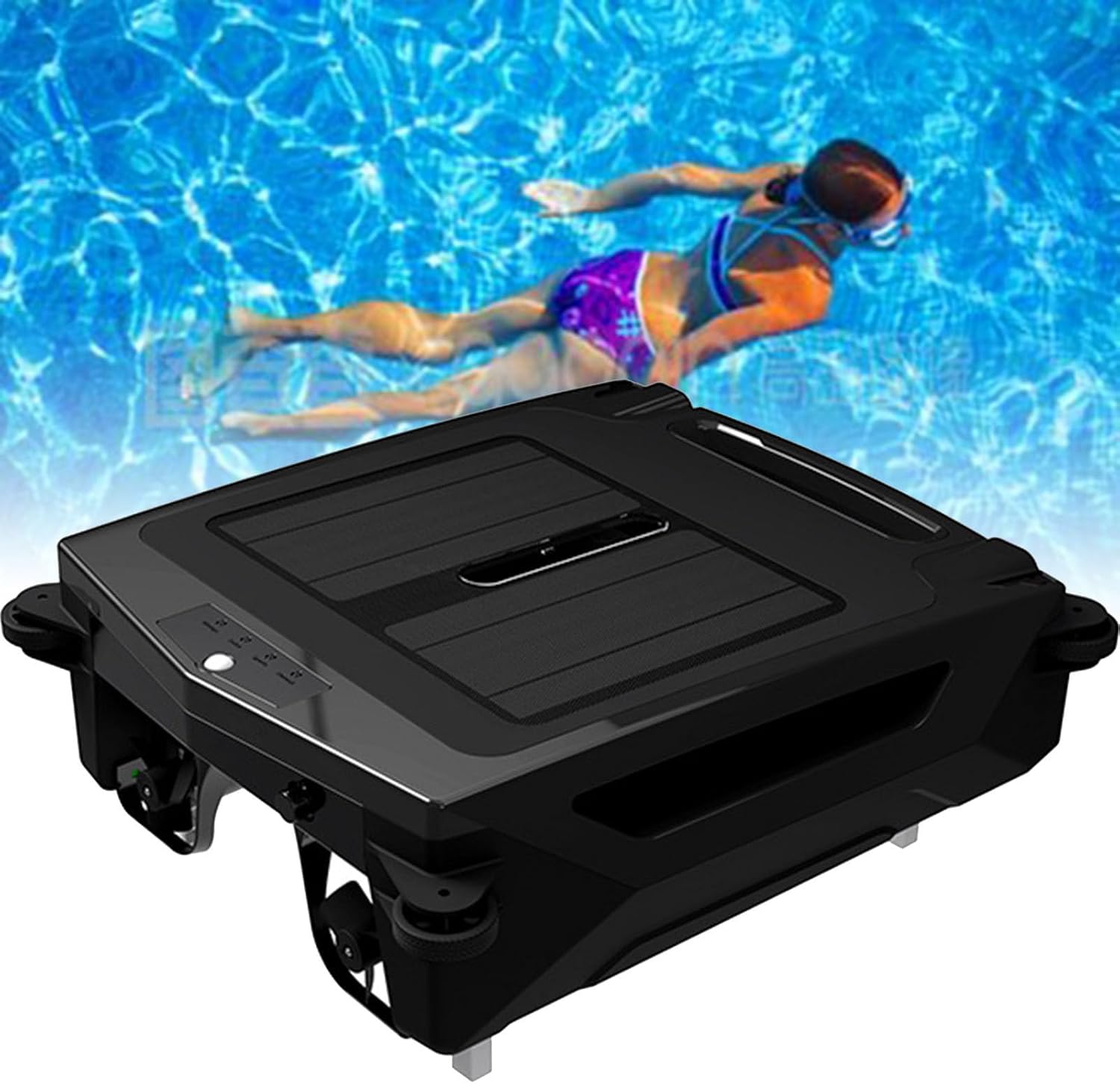 Robotic Solar Pool Skimmer Cleaner: Automatic Cordless Solar Powered Robot Cleaner with Dual Charging Modes 24/7 Cleaning for All Pools Smart Obstacle Avoidance