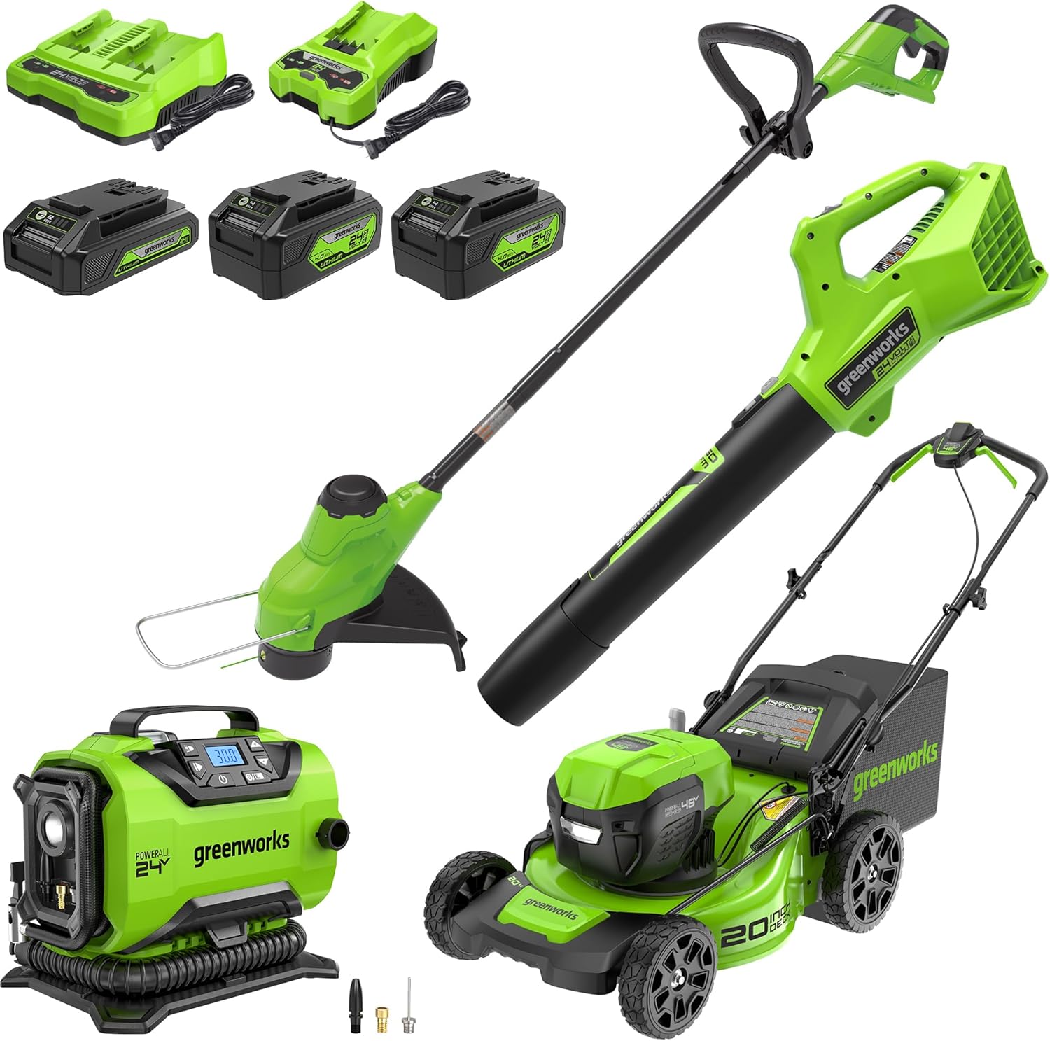 Greenworks 48V (24V x 2) All - in - One Cordless Combo - 20