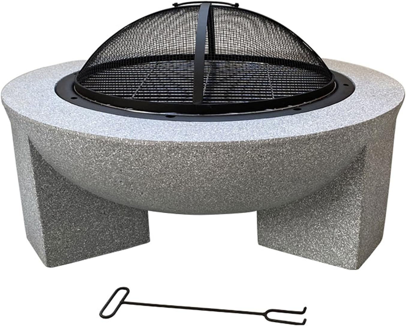 Outdoor Fire Pits Table Top Fire Pit Concrete Round and Wood Burning Fire Pit Garden Fire Pit Outdoor Heaters with Grill Grate for Camping Outdoor Heating Bonfi
