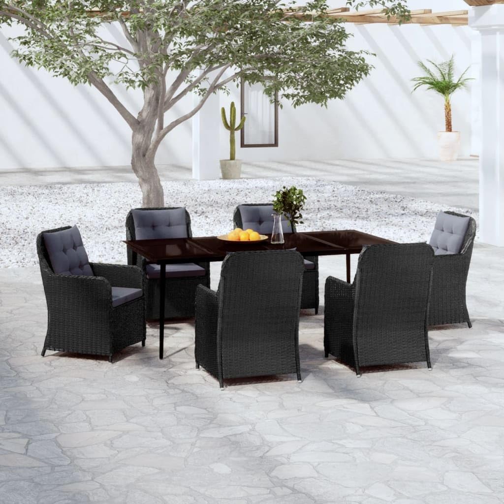 7 Piece Patio Dining Set Black,Elegant Outdoor Dining Set: The Choice for Garden and Patio Gatherings Furniture Sets for Patio, Lawn & Garden