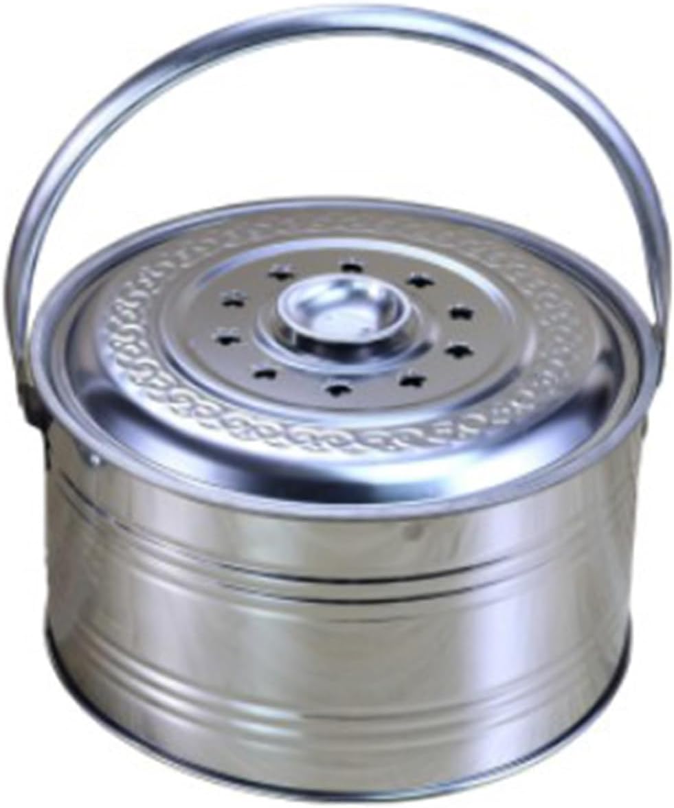 Incinerator Burn Barrel Stainless Steel Incinerator Garden Fire Pit Charcoal Burning Stove with Handle ＆ Fire Hook Barbecue Stove Burn Barrels for Burning Leaves Paper Trash.(C)