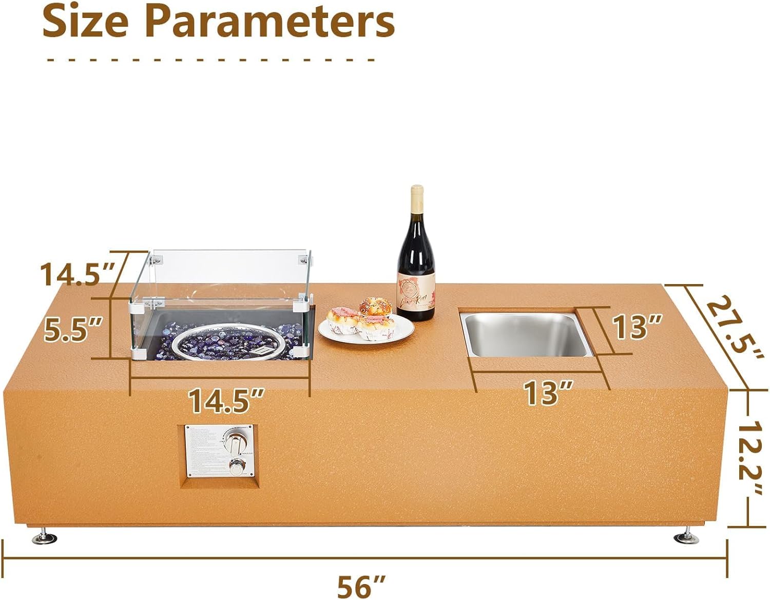 2-in-1 Outdoor Fire Table & Dining Table | 5,000 BTU 56