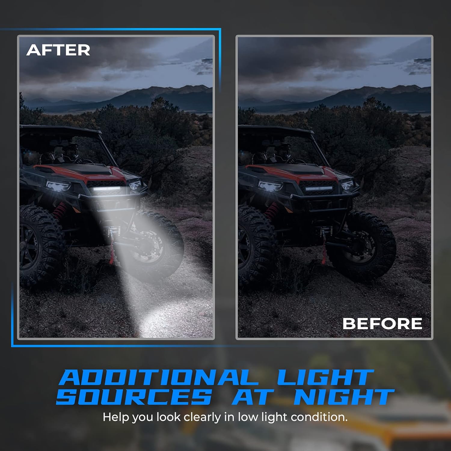 KEMIMOTO LED Grill Light Front Mesh Grille Compatible with Polaris General 1000/4 1000/ XP 1000/ XP4 1000 2016-2024 Grille Mesh with LED Light Bar Accessories