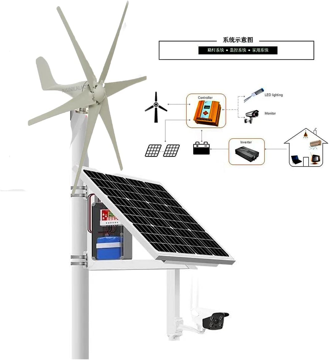 9000W-12000W Wind System Windmill Turbine Generator Kit + Charge Controller for Home Use (48V- 6 Fan Blades)