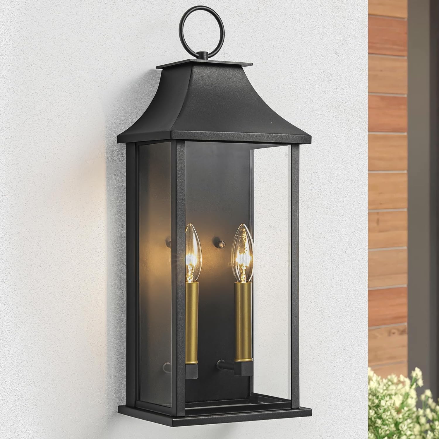 Dusk to Dawn Outdoor Wall Lantern 2-Light, 20.6