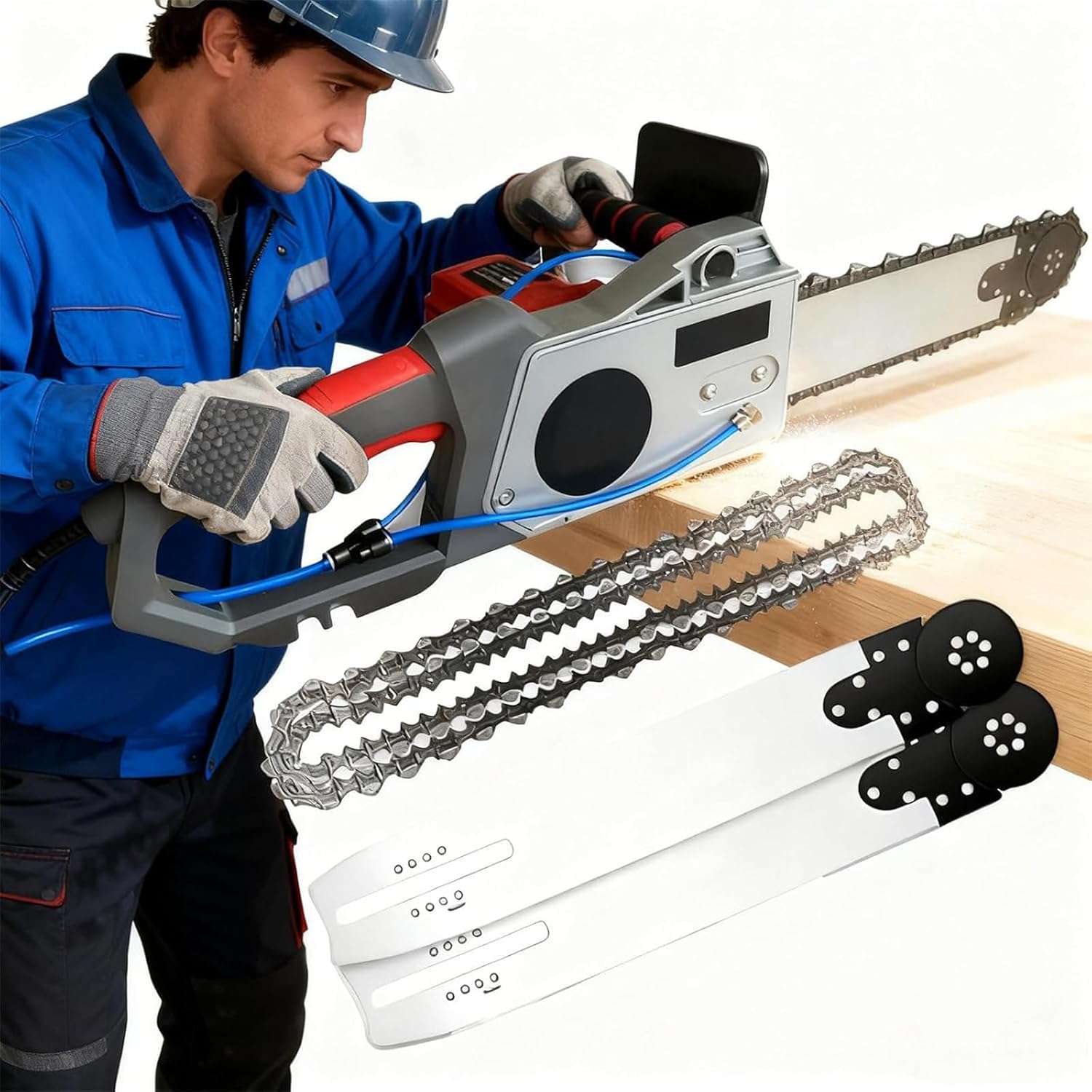 Electric Concrete Chainsaw with Brushless Motor, Concrete Wall Cutter, Powerful Chainsaw, with 2 Chains/2 Guide Bars, for Granite and Concrete Depth48cm