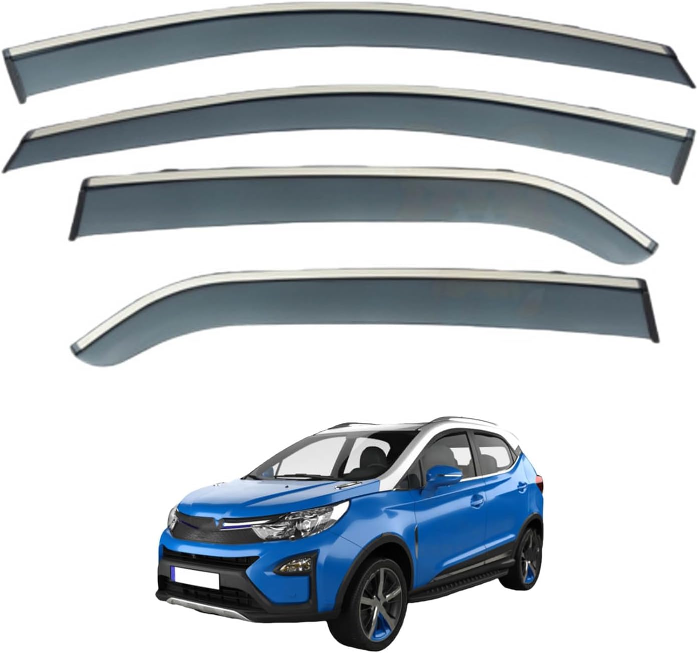 Window Deflectors for BYD Yuan PRO/Yuan EV New Energy MK1 2016+, Sun Rain Guard Window Visors Vent Shades with Bright Stripes Car Accessories