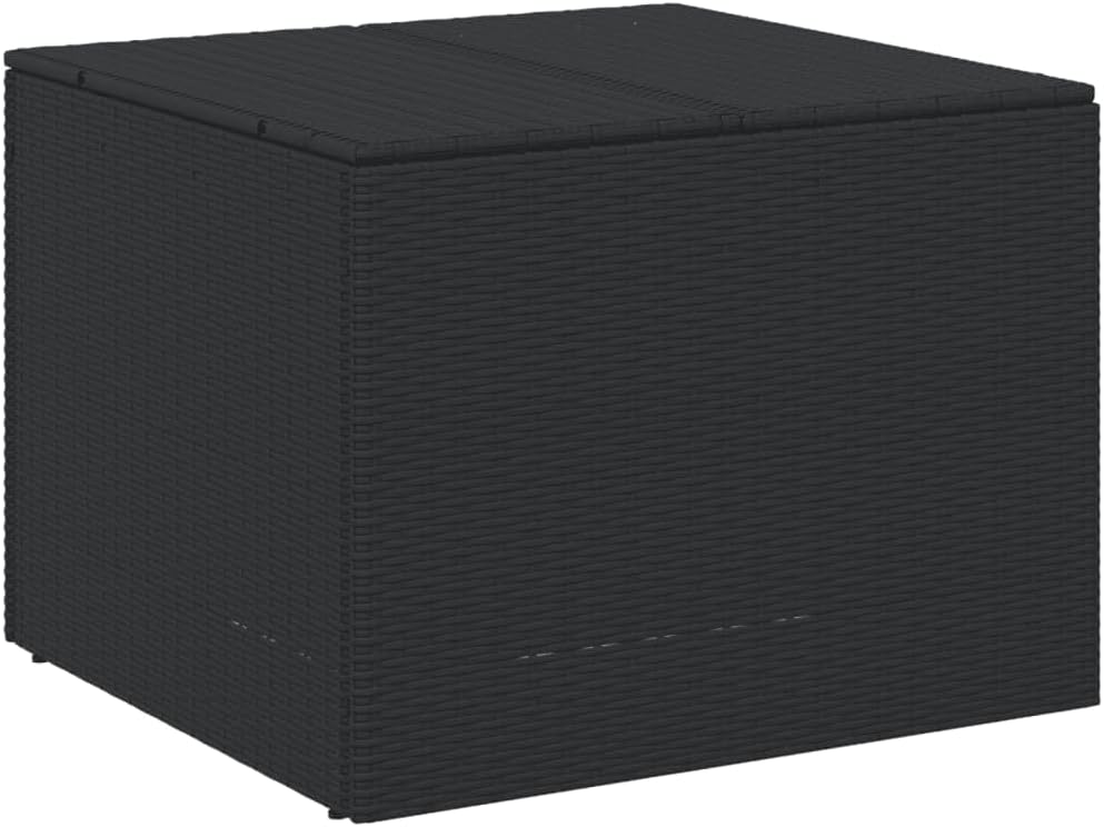 vidaXL Poly Rattan Garden Storage Box - 76.9 Gal Organizational Container, Water- Bag, Sturdy Powder-Coated Steel, Black for Patio/Deck