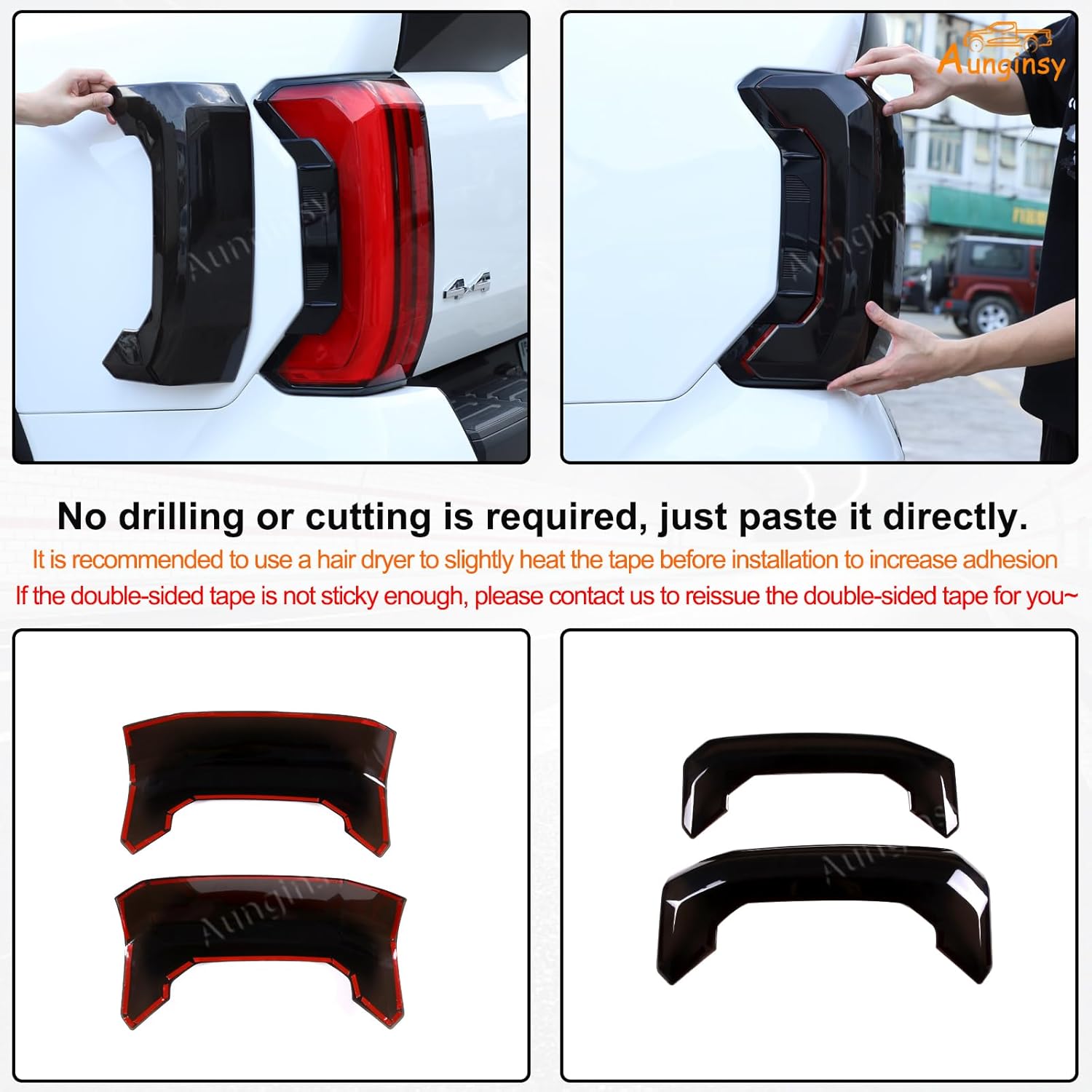 Aunginsy Car Rear Tail Light Cover Tail Lamp Shell Shade Compatible with Toyota Tundra 2022-2026, Smoked Taillight Shell Trim Cover Taillight Lamp Cover Guard Trim Frame Protect Decorative Accessories