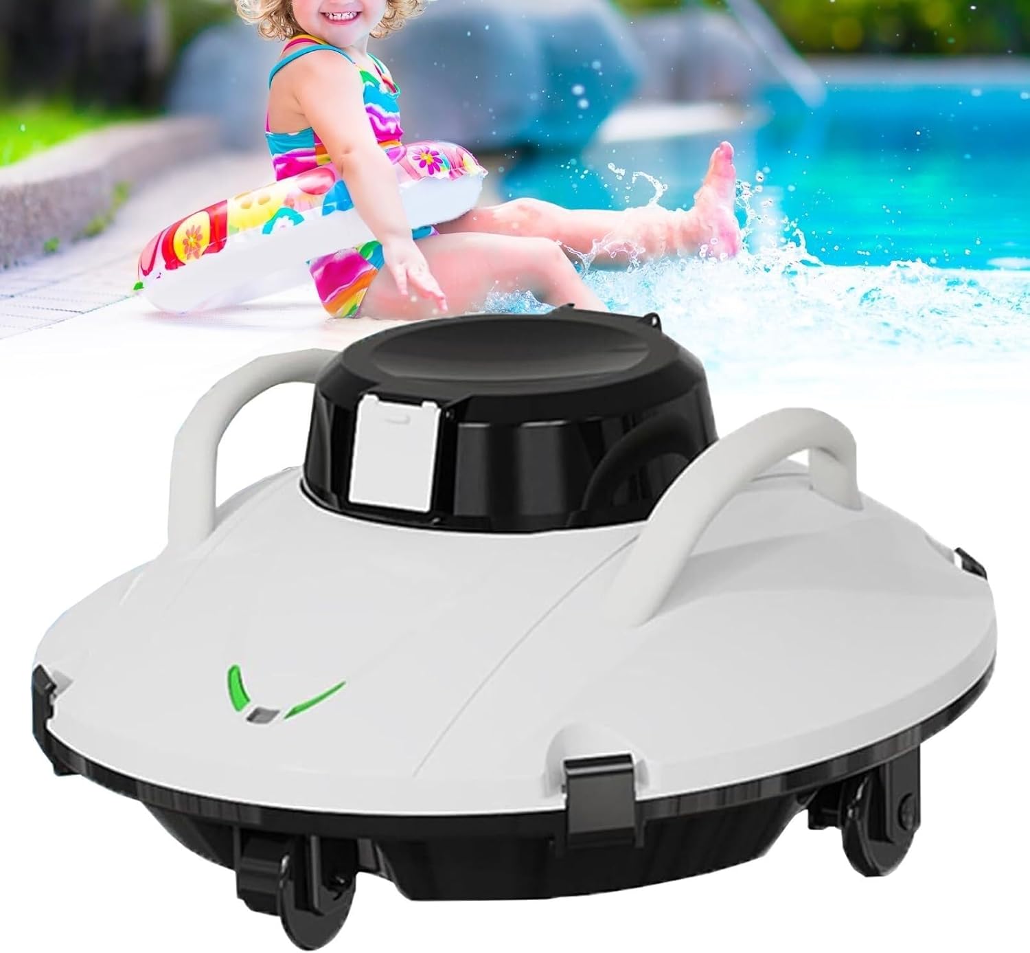 Smart Cordless Swimming Pool Vacuum Cleaner Robot, Automatic Pool Cleaning Robot, 90 Minutes Runtime for Above Ground Flat Pools up to 550 Sq.Ft