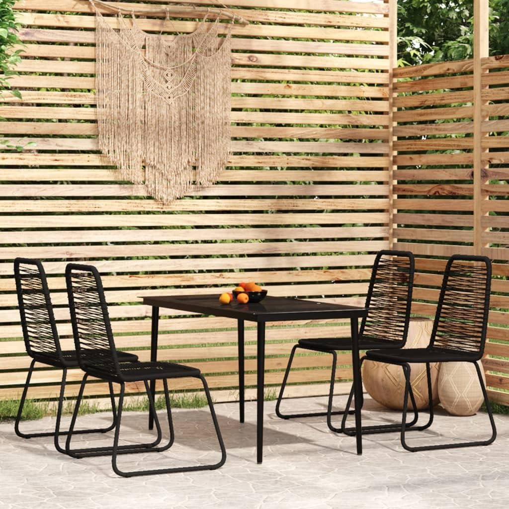5 Piece Patio Dining Set Black Garden Furniture