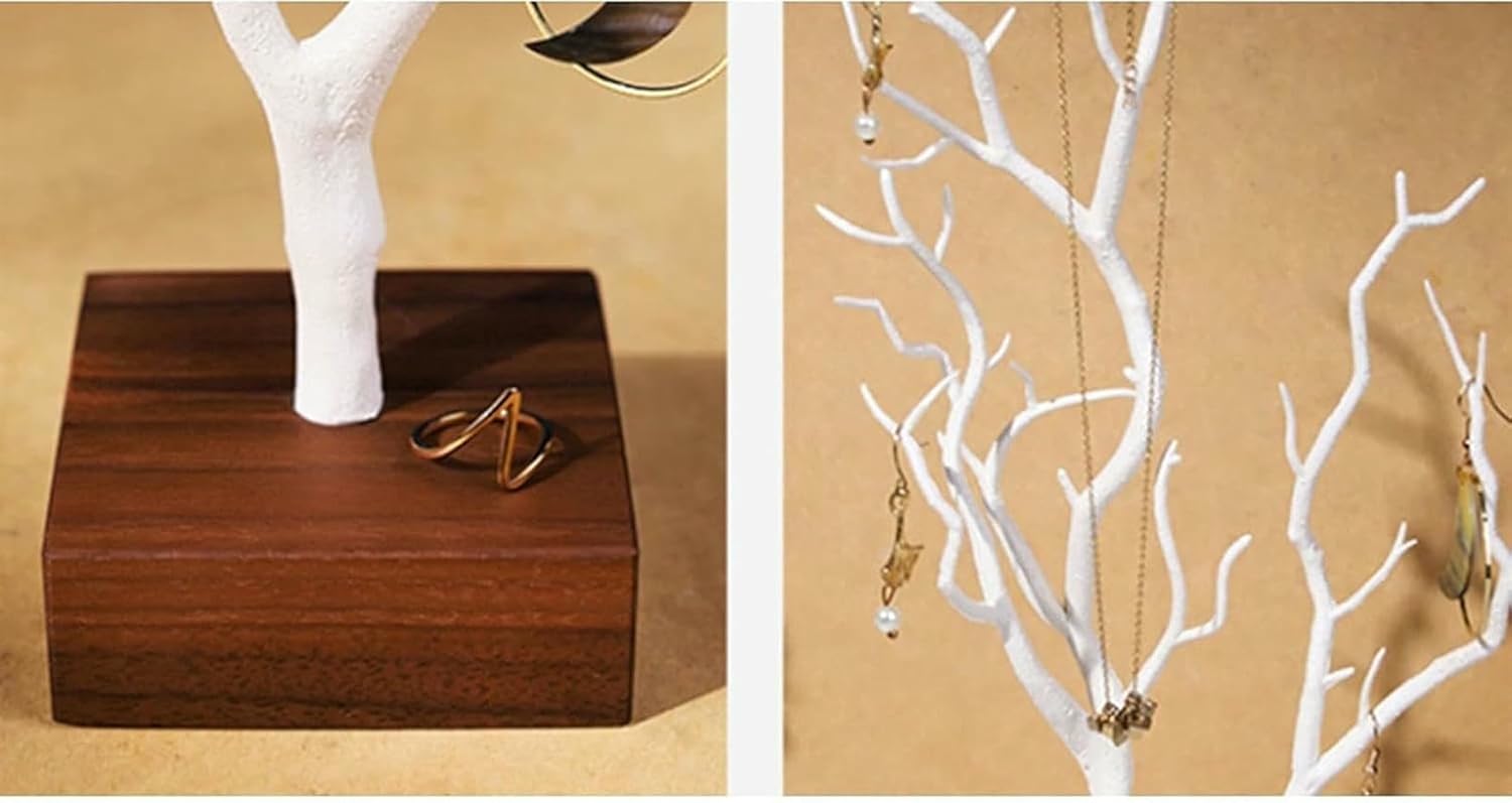 Tree Branch Jewelry Display Stand Jewelry Organizer Holder Rack for Earrings, Necklaces, Bracelets and Other Accessories (White) (White)